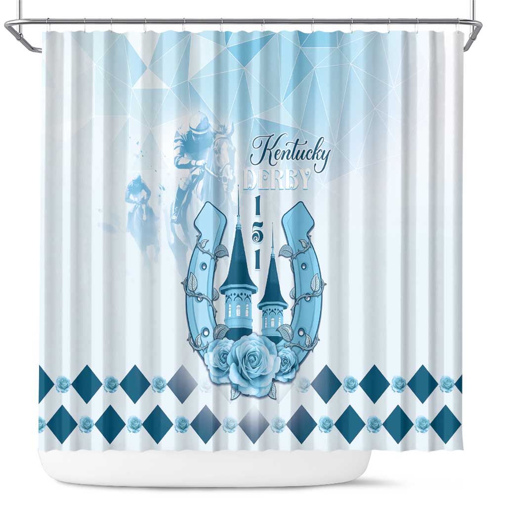 Kentucky Horse Racing Shower Curtain 151st Anniversary Blue Version LT05