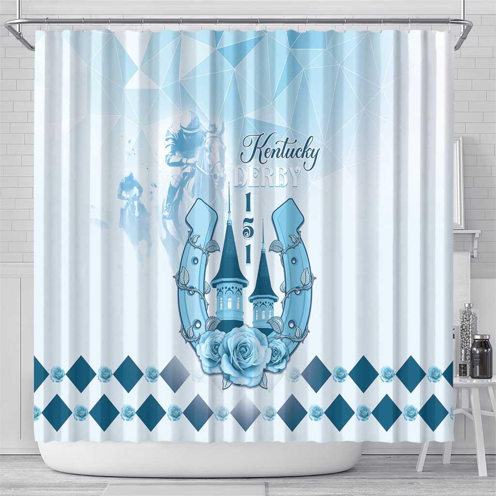 Kentucky Horse Racing Shower Curtain 151st Anniversary Blue Version LT05