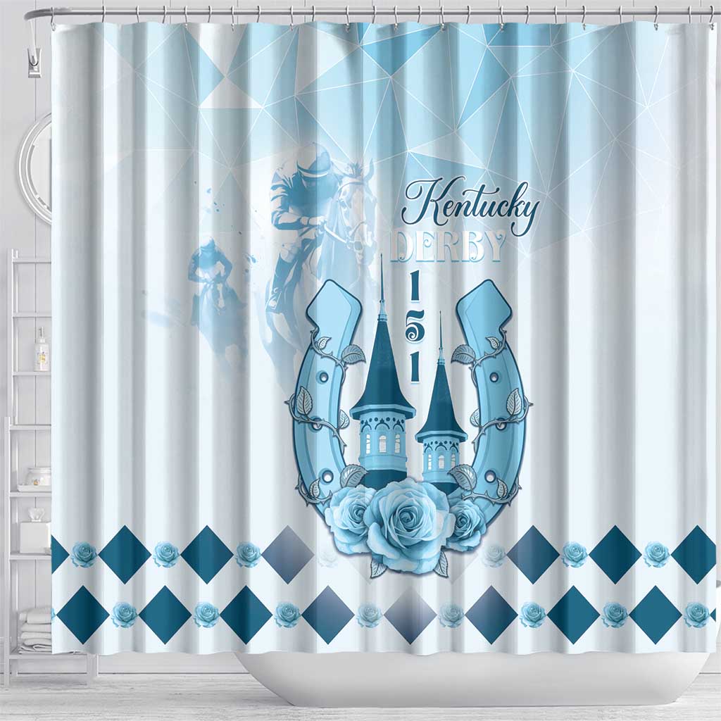 Kentucky Horse Racing Shower Curtain 151st Anniversary Blue Version LT05