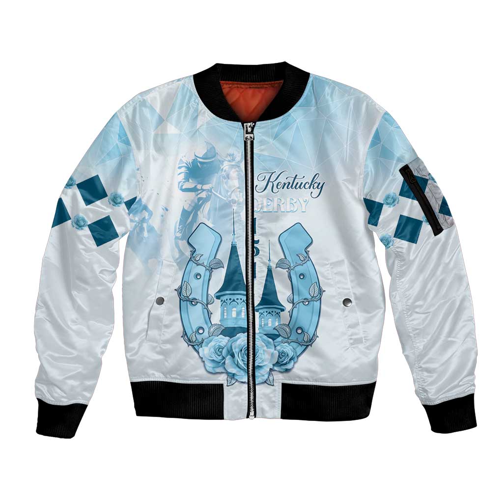 Kentucky Horse Racing Sleeve Zip Bomber Jacket 151st Anniversary Blue Version LT05