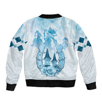 Kentucky Horse Racing Sleeve Zip Bomber Jacket 151st Anniversary Blue Version LT05