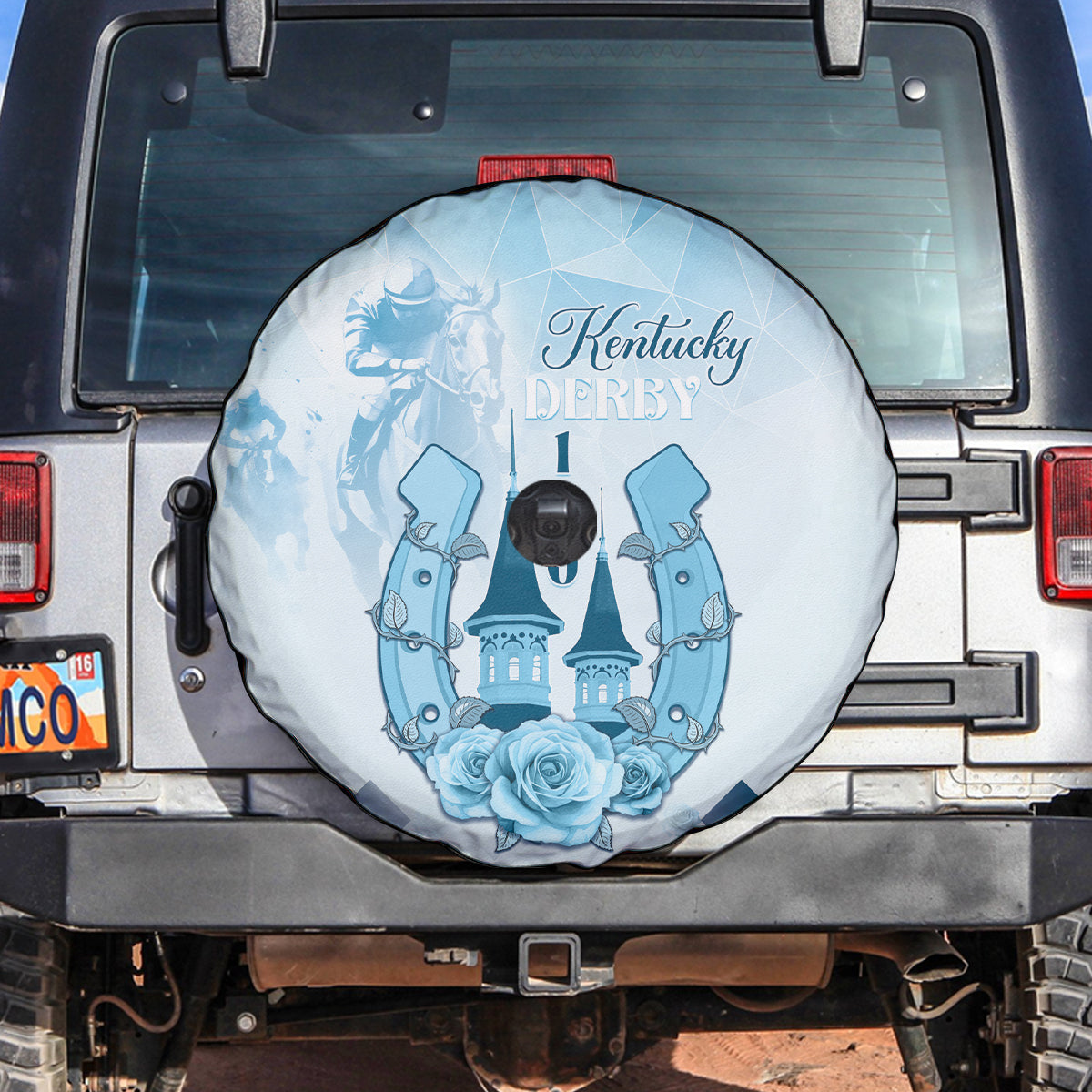 Kentucky Horse Racing Spare Tire Cover 150th Anniversary Blue Version