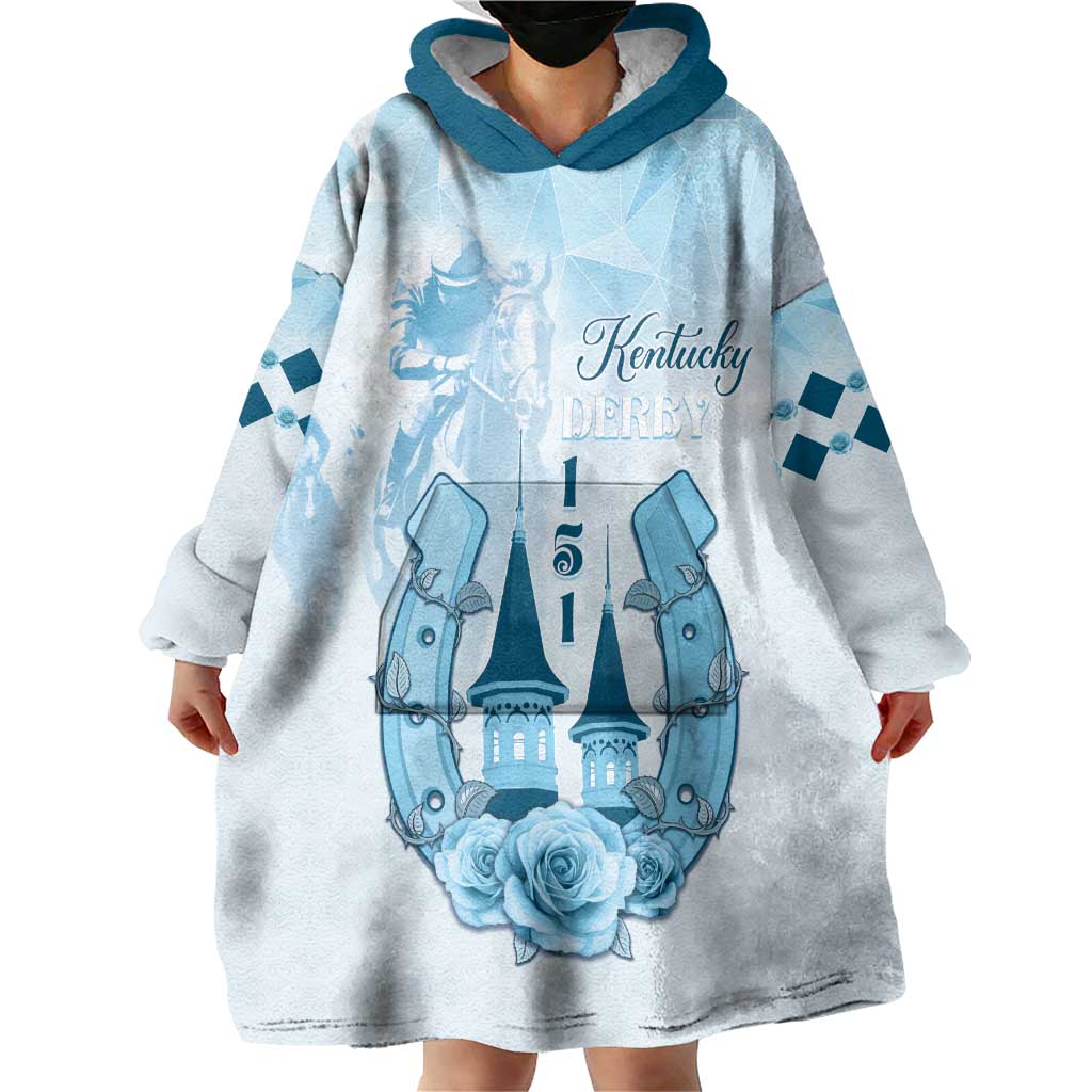 Kentucky Horse Racing Wearable Blanket Hoodie 151st Anniversary Blue Version LT05