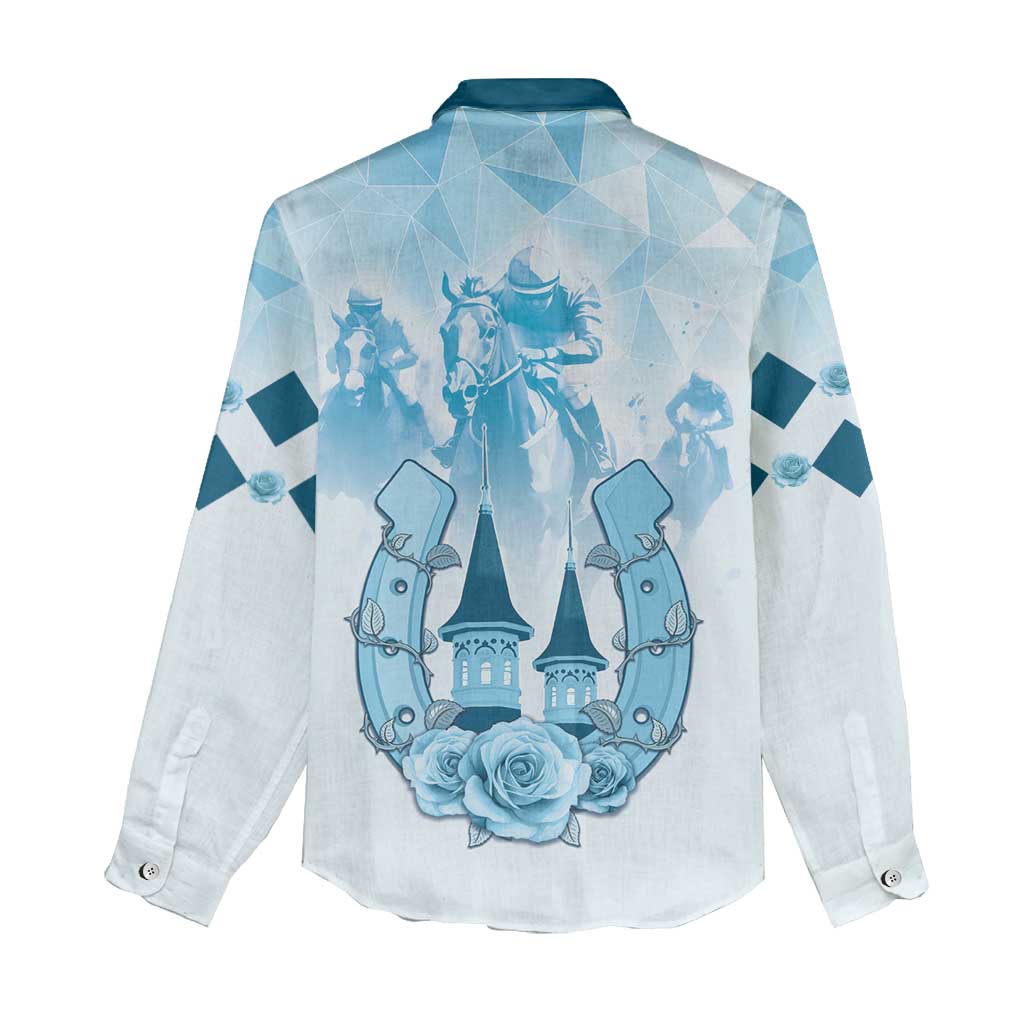 Kentucky Horse Racing Women Casual Shirt 151st Anniversary Blue Version LT05