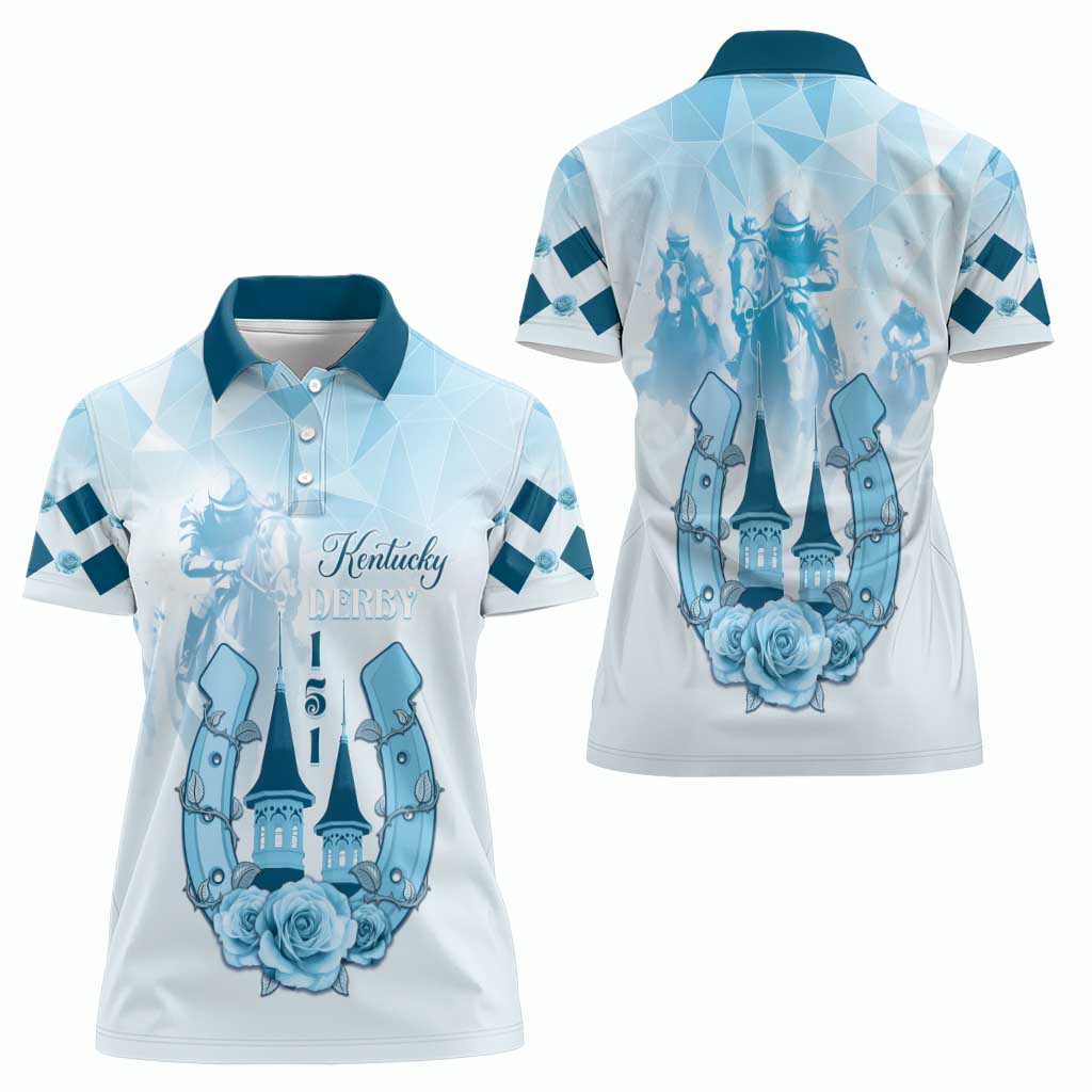Kentucky Horse Racing Women Polo Shirt 151st Anniversary Blue Version LT05