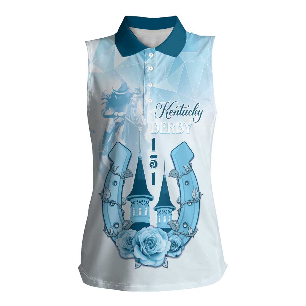 Kentucky Horse Racing Women Sleeveless Polo Shirt 151st Anniversary Blue Version LT05