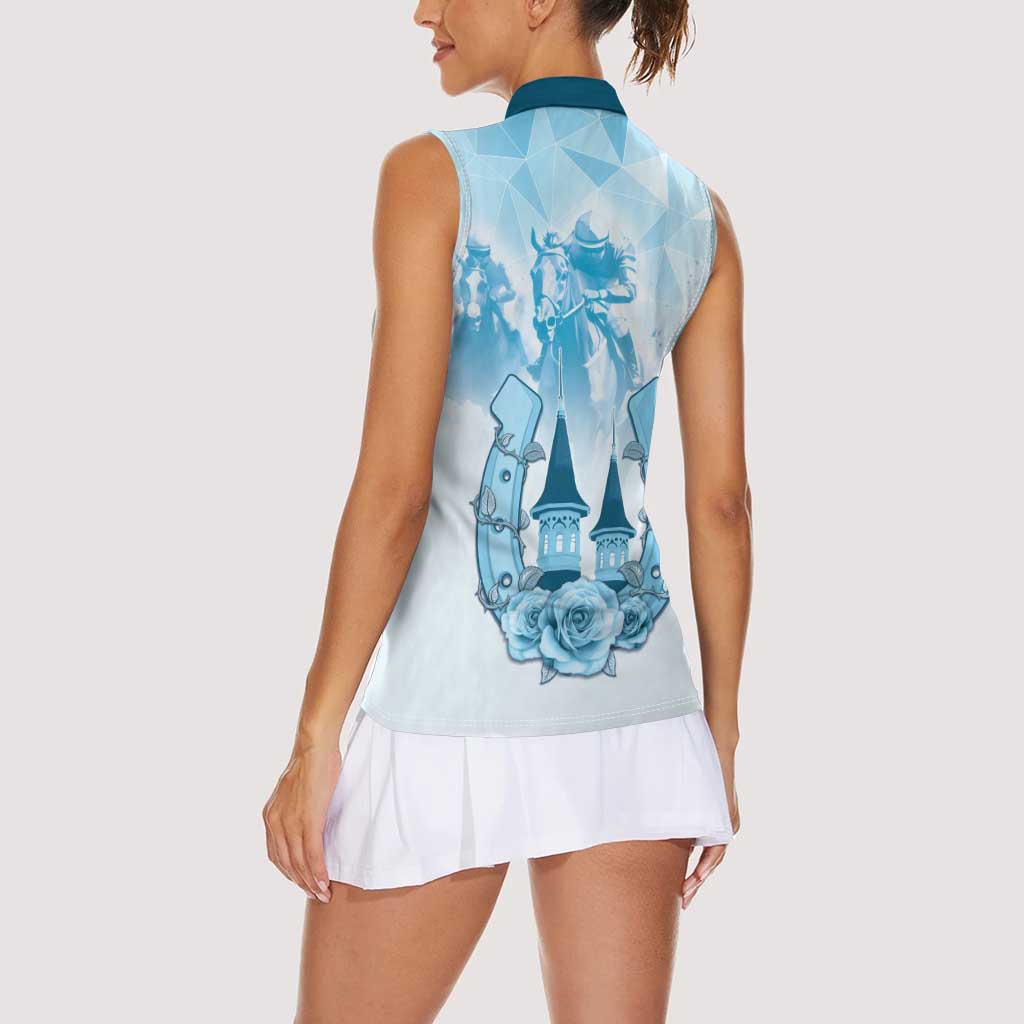 Kentucky Horse Racing Women Sleeveless Polo Shirt 151st Anniversary Blue Version LT05