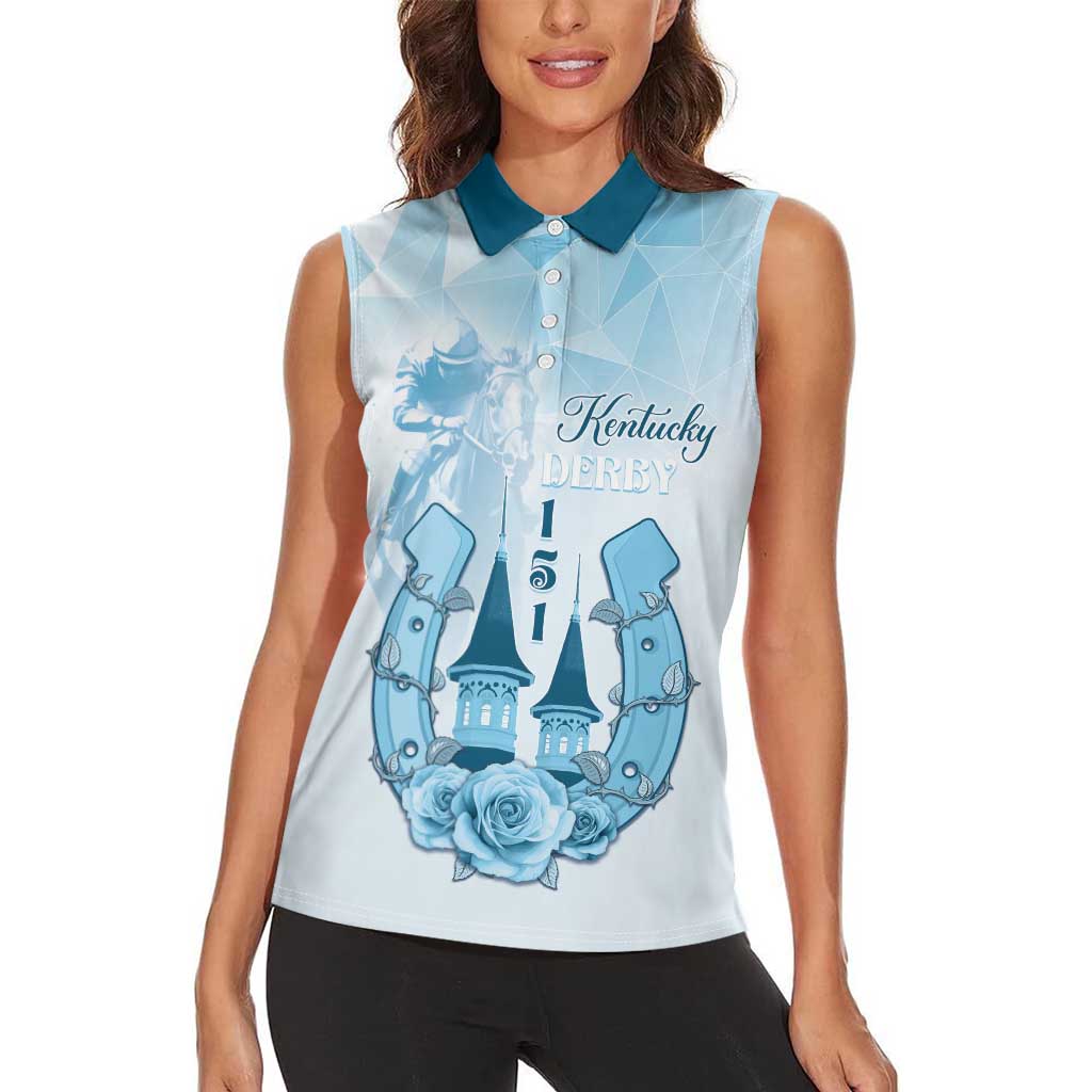 Kentucky Horse Racing Women Sleeveless Polo Shirt 151st Anniversary Blue Version LT05