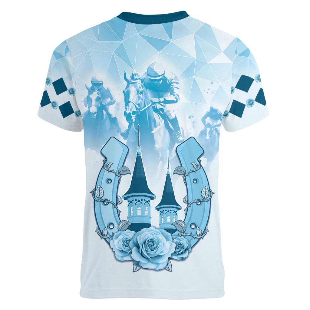 Kentucky Horse Racing Women V-Neck T-Shirt 151st Anniversary Blue Version LT05