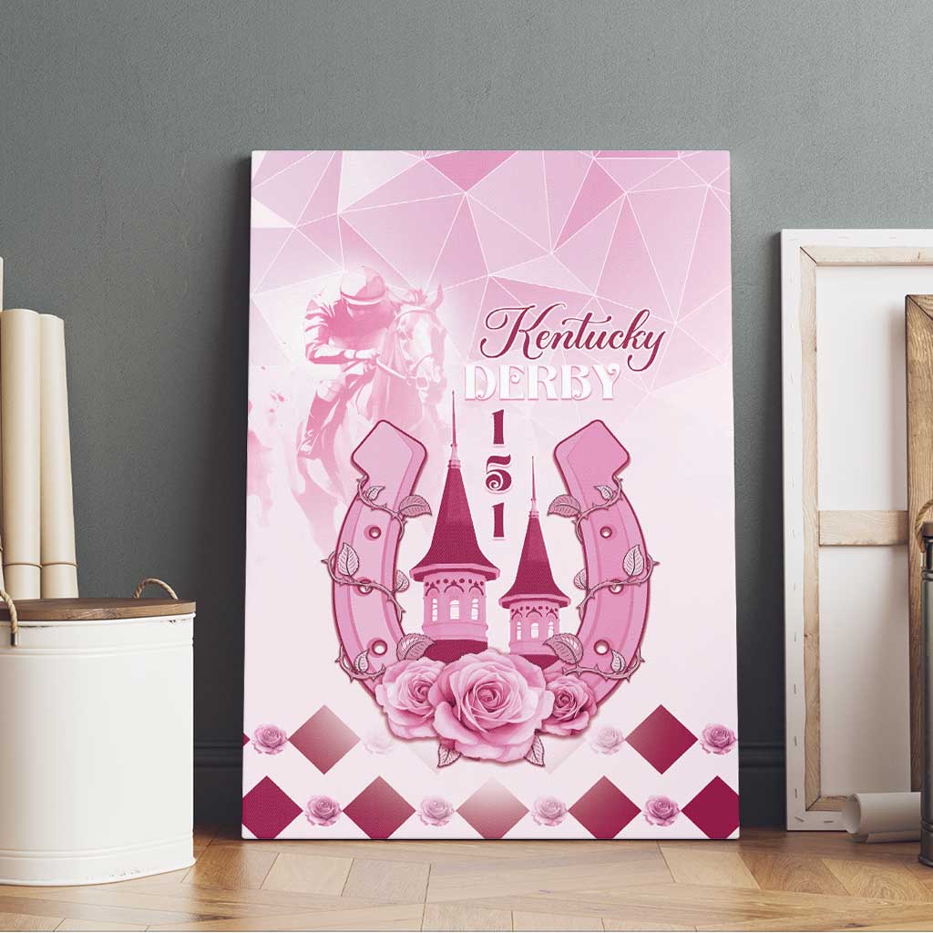 Kentucky Horse Racing Canvas Wall Art 151st Anniversary Pink Version LT05