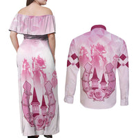 Kentucky Horse Racing Couples Matching Off Shoulder Maxi Dress and Long Sleeve Button Shirt 151st Anniversary Pink Version LT05