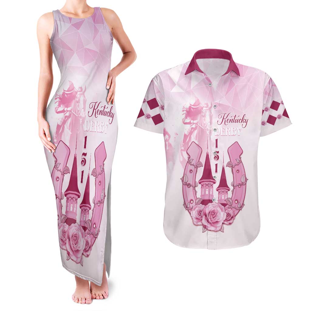 Kentucky Horse Racing Couples Matching Tank Maxi Dress and Hawaiian Shirt 151st Anniversary Pink Version LT05