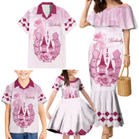 Kentucky Horse Racing Family Matching Mermaid Dress and Hawaiian Shirt 151st Anniversary Pink Version LT05