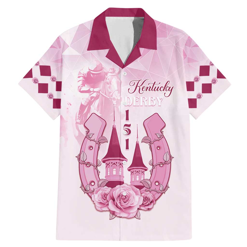 Kentucky Horse Racing Family Matching Mermaid Dress and Hawaiian Shirt 151st Anniversary Pink Version LT05