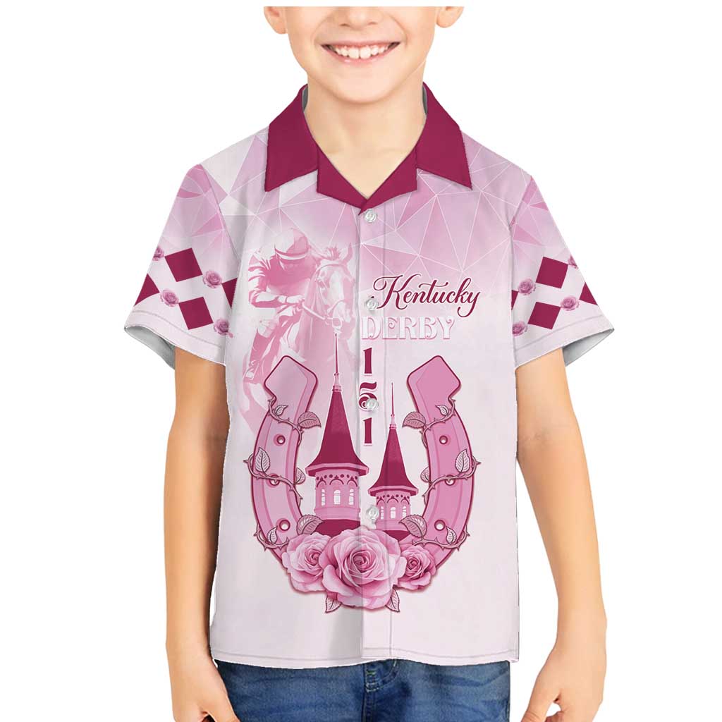 Kentucky Horse Racing Family Matching Mermaid Dress and Hawaiian Shirt 151st Anniversary Pink Version LT05