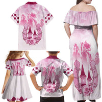 Kentucky Horse Racing Family Matching Off Shoulder Maxi Dress and Hawaiian Shirt 151st Anniversary Pink Version LT05