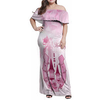 Kentucky Horse Racing Family Matching Off Shoulder Maxi Dress and Hawaiian Shirt 151st Anniversary Pink Version LT05