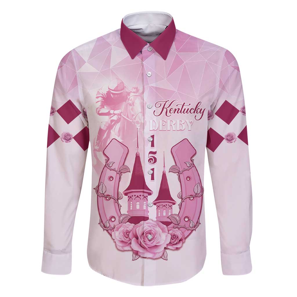 Kentucky Horse Racing Family Matching Short Sleeve Bodycon Dress and Hawaiian Shirt 151st Anniversary Pink Version LT05
