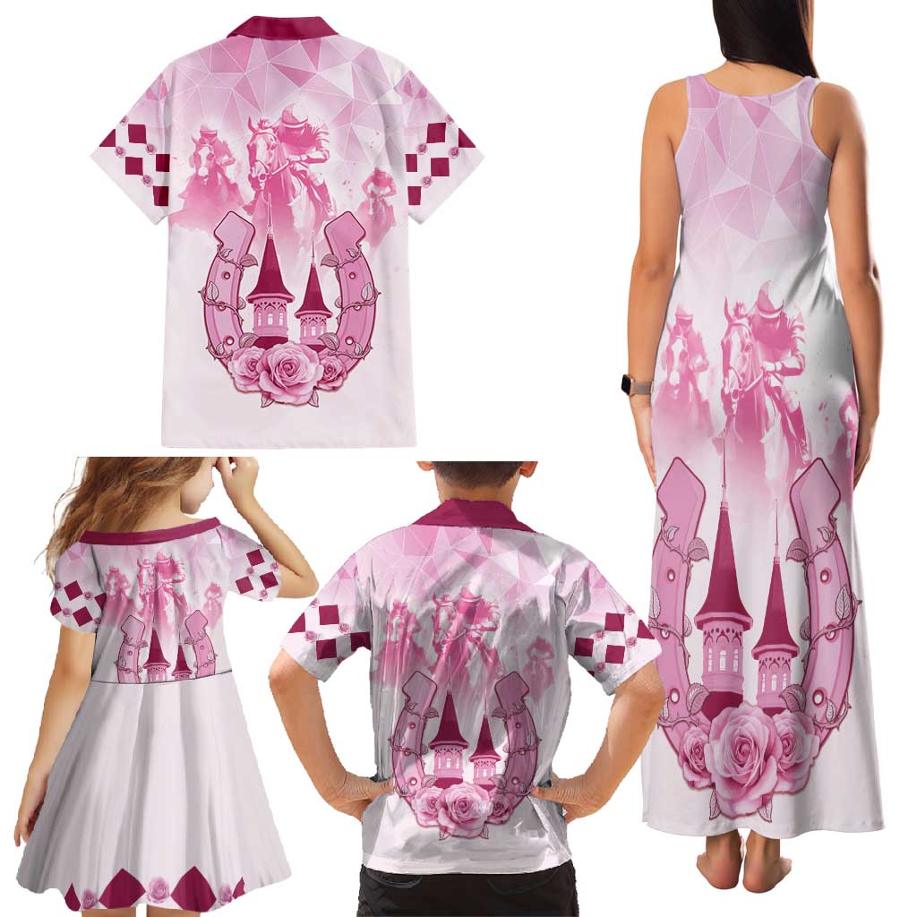 Kentucky Horse Racing Family Matching Tank Maxi Dress and Hawaiian Shirt 151st Anniversary Pink Version LT05