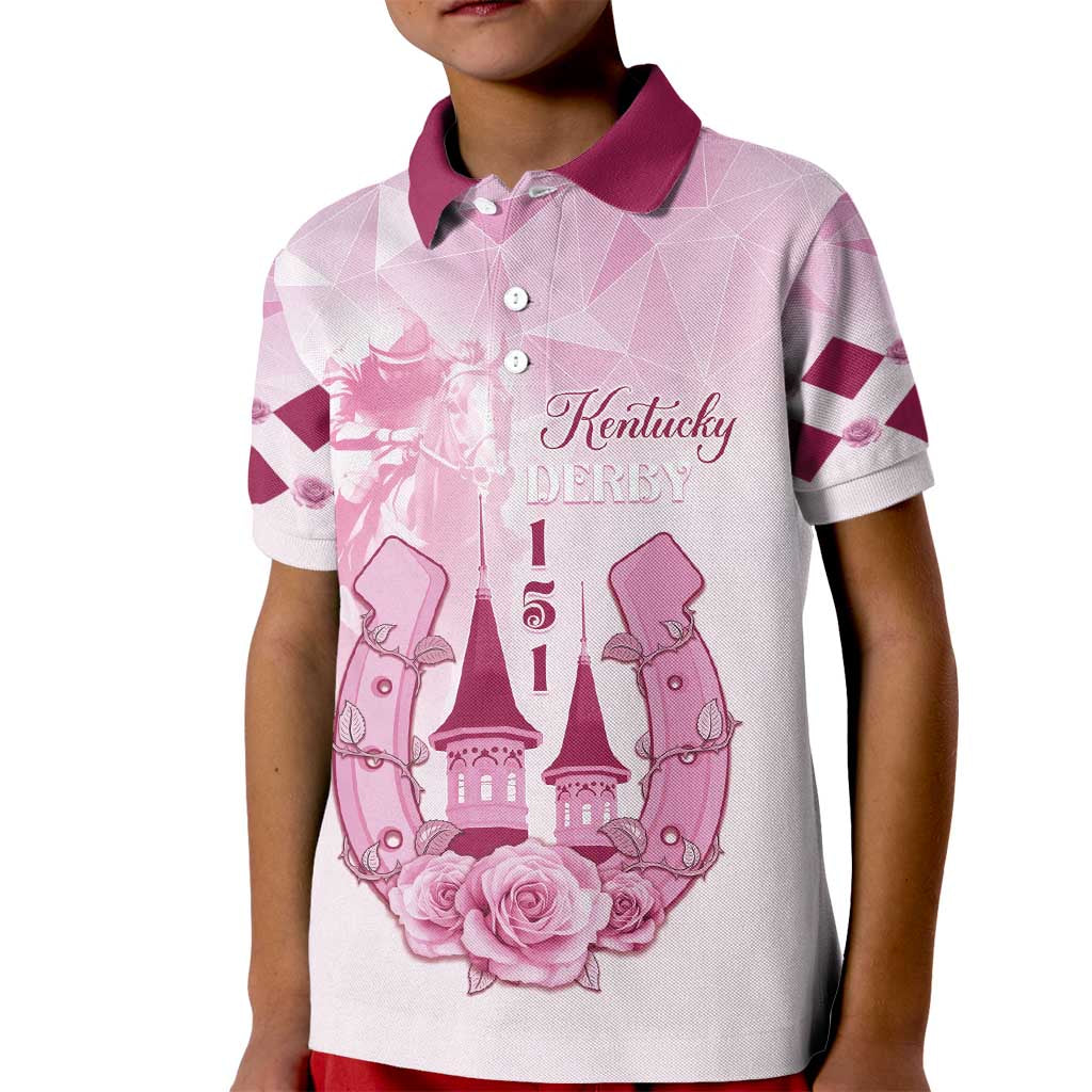 Kentucky Horse Racing Kid Polo Shirt 151st Anniversary Pink Version LT05