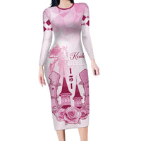 Kentucky Horse Racing Long Sleeve Bodycon Dress 151st Anniversary Pink Version LT05