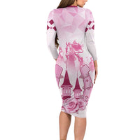 Kentucky Horse Racing Long Sleeve Bodycon Dress 151st Anniversary Pink Version LT05