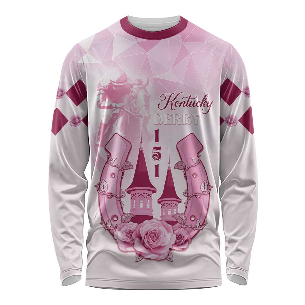 Kentucky Horse Racing Long Sleeve Shirt 151st Anniversary Pink Version LT05