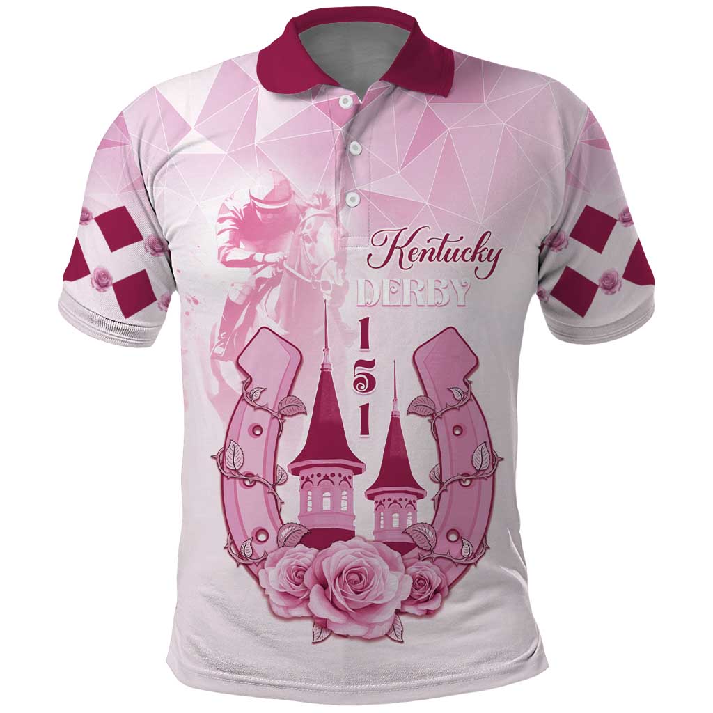 Kentucky Horse Racing Polo Shirt 150th Anniversary Pink Version