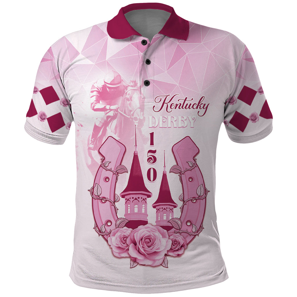 Kentucky Horse Racing Polo Shirt 150th Anniversary Pink Version