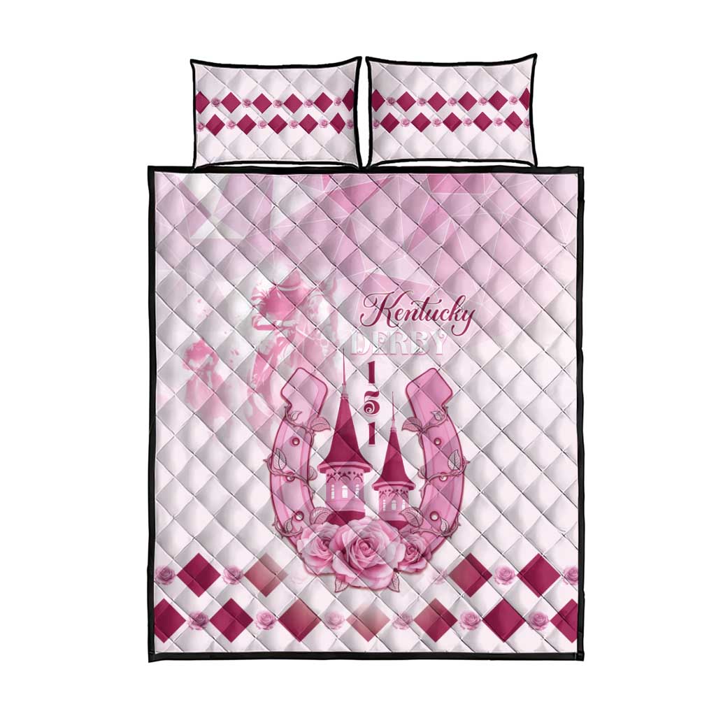 Kentucky Horse Racing Quilt Bed Set 151st Anniversary Pink Version LT05
