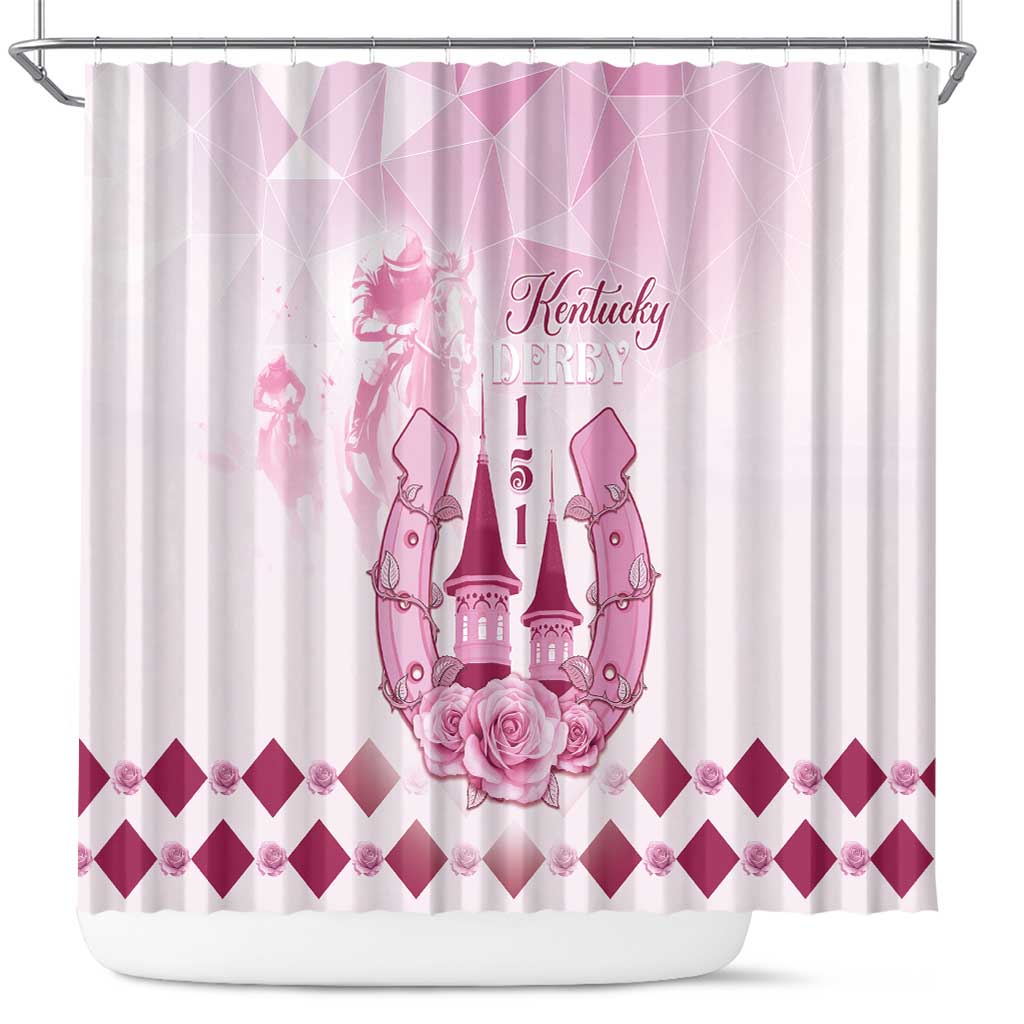 Kentucky Horse Racing Shower Curtain 151st Anniversary Pink Version LT05