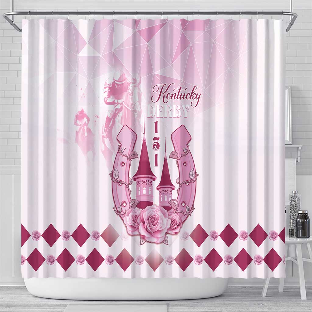 Kentucky Horse Racing Shower Curtain 151st Anniversary Pink Version LT05
