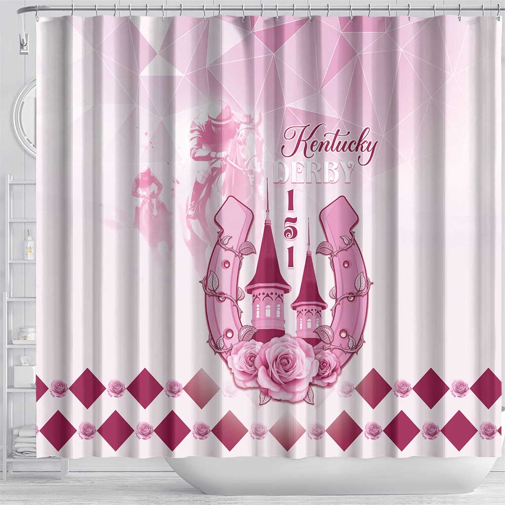 Kentucky Horse Racing Shower Curtain 151st Anniversary Pink Version LT05