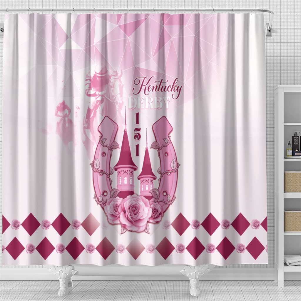 Kentucky Horse Racing Shower Curtain 151st Anniversary Pink Version LT05