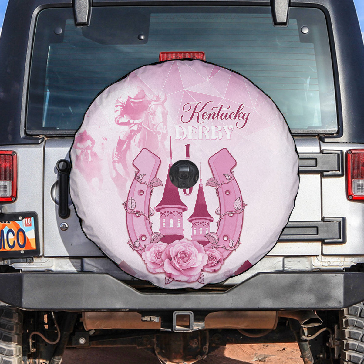 Kentucky Horse Racing Spare Tire Cover 150th Anniversary Pink Version
