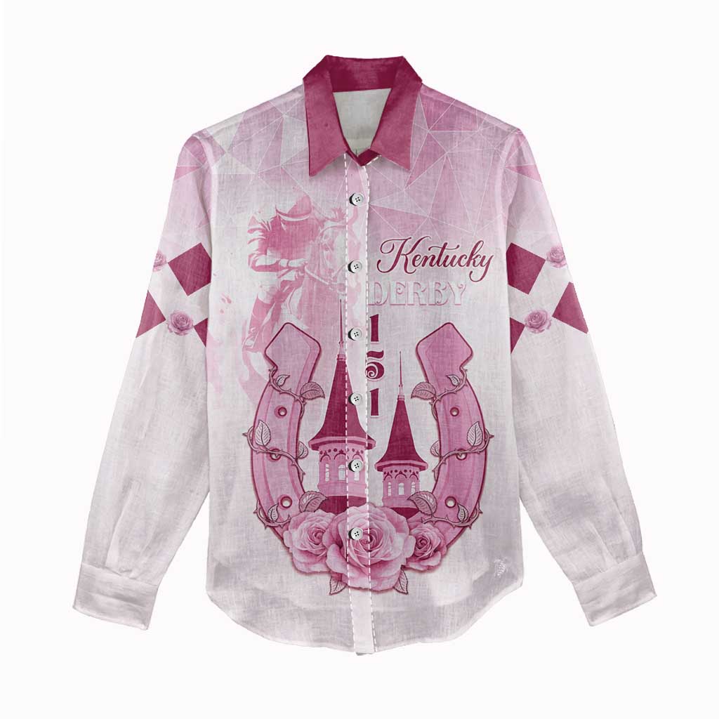 Kentucky Horse Racing Women Casual Shirt 151st Anniversary Pink Version LT05