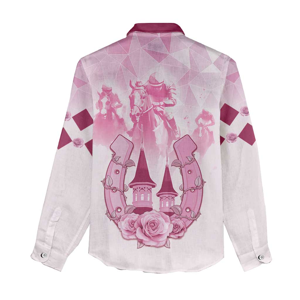 Kentucky Horse Racing Women Casual Shirt 151st Anniversary Pink Version LT05