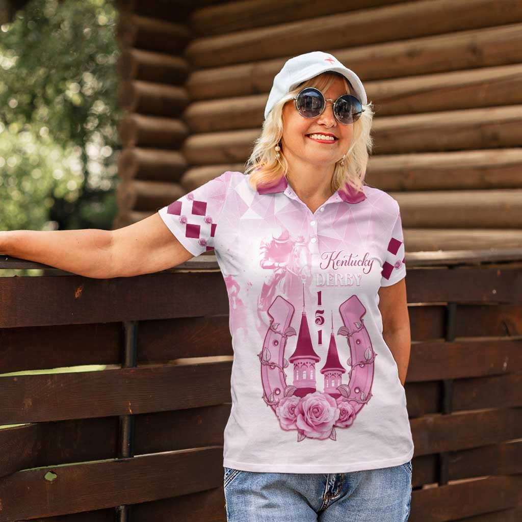 Kentucky Horse Racing Women Polo Shirt 151st Anniversary Pink Version LT05