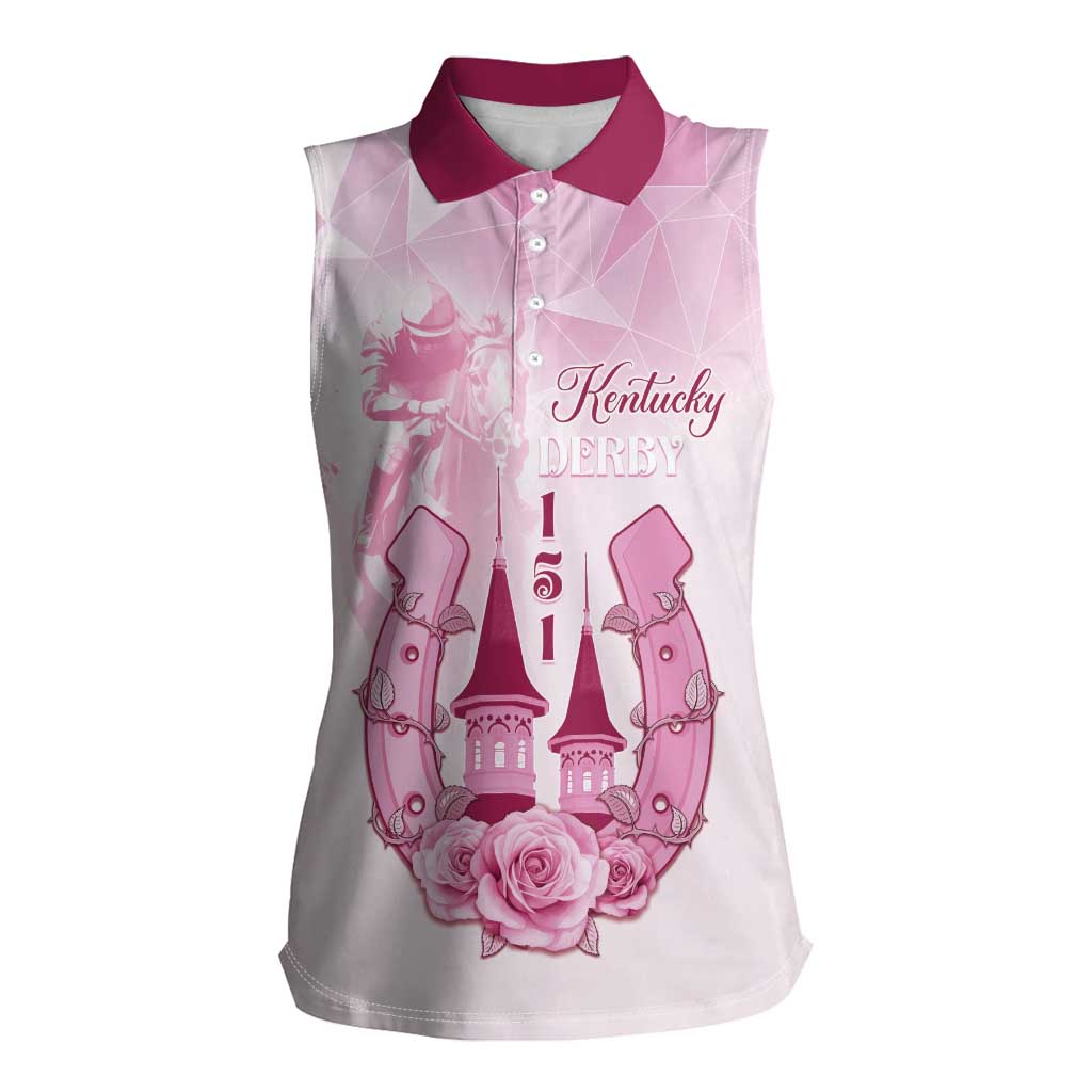 Kentucky Horse Racing Women Sleeveless Polo Shirt 151st Anniversary Pink Version LT05