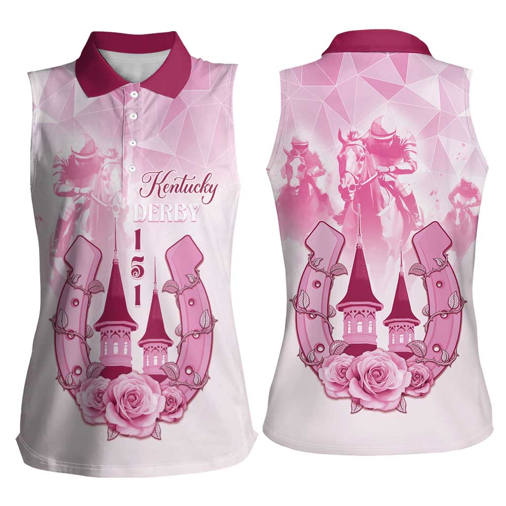 Kentucky Horse Racing Women Sleeveless Polo Shirt 151st Anniversary Pink Version LT05