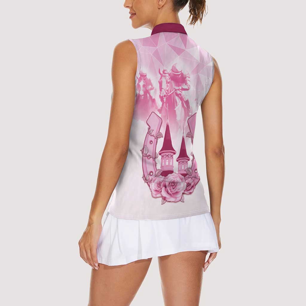 Kentucky Horse Racing Women Sleeveless Polo Shirt 151st Anniversary Pink Version LT05