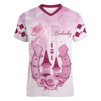 Kentucky Horse Racing Women V-Neck T-Shirt 151st Anniversary Pink Version LT05