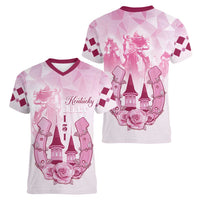 Kentucky Horse Racing Women V-Neck T-Shirt 151st Anniversary Pink Version LT05