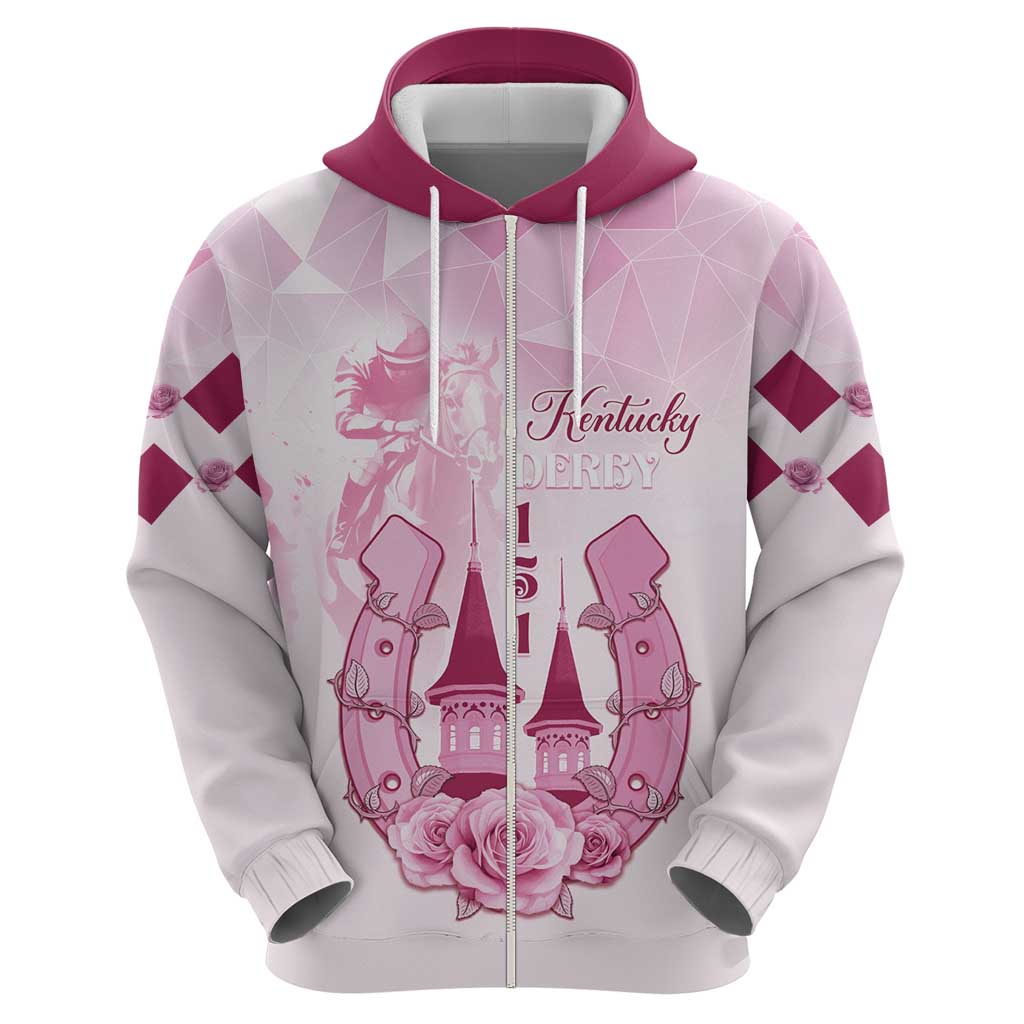 Kentucky Horse Racing Zip Hoodie 151st Anniversary Pink Version LT05