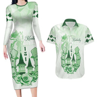 Kentucky Horse Racing Couples Matching Long Sleeve Bodycon Dress and Hawaiian Shirt 151st Anniversary Green Version LT05
