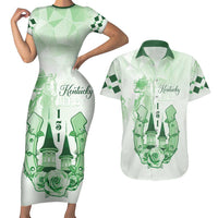 Kentucky Horse Racing Couples Matching Short Sleeve Bodycon Dress and Hawaiian Shirt 151st Anniversary Green Version LT05