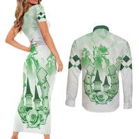 Kentucky Horse Racing Couples Matching Short Sleeve Bodycon Dress and Long Sleeve Button Shirt 151st Anniversary Green Version LT05