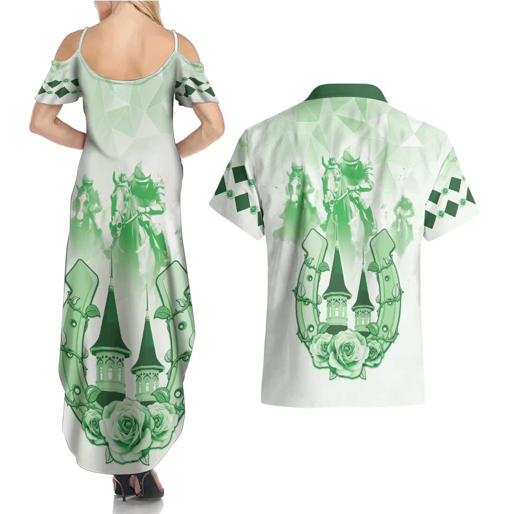 Kentucky Horse Racing Couples Matching Summer Maxi Dress and Hawaiian Shirt 151st Anniversary Green Version LT05