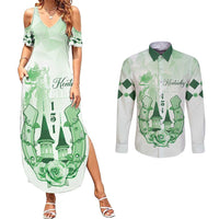 Kentucky Horse Racing Couples Matching Summer Maxi Dress and Long Sleeve Button Shirt 151st Anniversary Green Version LT05