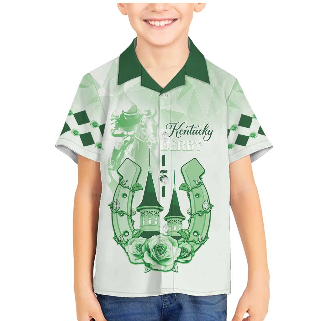 Kentucky Horse Racing Family Matching Mermaid Dress and Hawaiian Shirt 151st Anniversary Green Version LT05